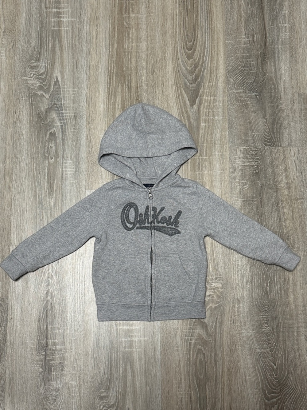 OshKosh B'gosh Heather Gray Full-Zip Hooded Sweatshirt